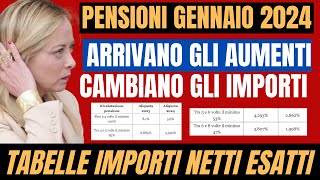 AUMENTO PENSIONI 2024 TABELLE IMPORTI NETTI CON AUMENTI E RIVALUTAZIONE FASCIA PER FASCIA [upl. by Akemehs]