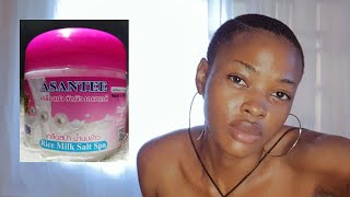 Best body scrub for glowing skin Asantee Rice Milk Salt Spa Scrub [upl. by Laenahtan607]