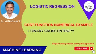 46 Cost Function Numerical Example 1  Logistic Regression [upl. by Madaras]