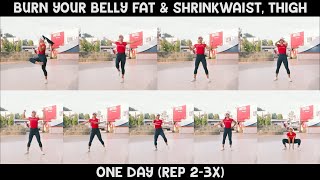 9 AEROBIC WORKOUT LOST BELLY FAT amp SHRINK THIGH ONCE A DAY [upl. by Nollie]