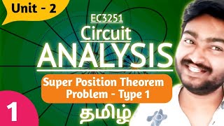 Superposition theorem in Tamil  Type 1 Problem  Unit 2  Network Theorem and Duality  EC3251 [upl. by Lacim525]