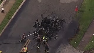 Electric cars catch fire in Florida after flooding [upl. by Shulock]