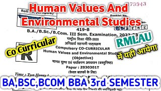 cocurricular 3rd semester rmlauhuman values and environmental studiesba bsc bcom 3rd semester [upl. by Elocyn]