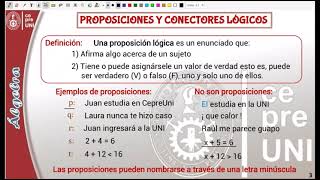 PROPOSICIONES Y CONECTORES LÓGICOS CEPRE UNI 2024cepreuni algebra maths [upl. by Lezlie768]