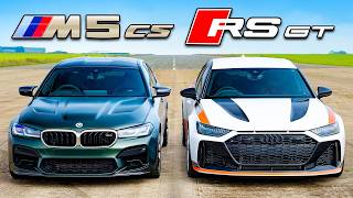 BMW M5 CS v Audi RS6 GT v AMG E63 S DRAG RACE [upl. by Karyn]