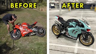 FULL BUILD  REBUILDING A WRECKED DUCATI V4 PANIGALE [upl. by Posner]