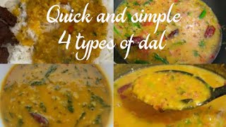 Quick and simple 4 types of Dal  Easy Dal recipes  Banglorefooddiaries [upl. by Alih]