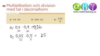 G 13 Multiplikation och division med tal i decimalform [upl. by Meehsar]