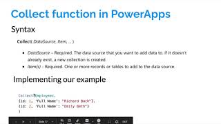 Create a Collection in Microsoft PowerApps using Collect and Show values in Gallery Control [upl. by Yenttihw]