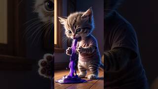 Sad beautiful Cat Son Animation hybrid ❤️ animals ytshorts shorts [upl. by Ayihsa565]