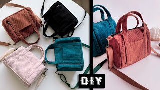 DIY Bag Making From Cloth Velvet Zip Bag with Pockets Design [upl. by Beitz]