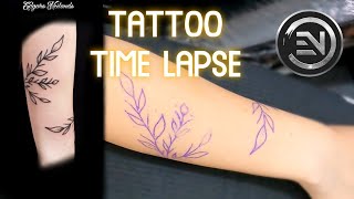 Leaf Tattoo Around Arm Tattoo Time Lapse [upl. by Rosenkrantz]