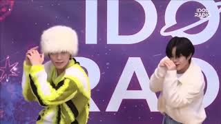 tnx hyunsoo and sungjun dancing to ateez  quothalaziaquot on idol radio [upl. by Ahsian]