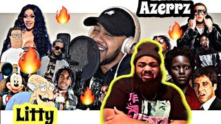 AZERRZ  Hit Rap Songs in Voice Impressions 2  REACTION [upl. by Larson309]