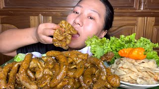 Pork Intestines Curry Fresh Bamboo Shoot Singju And Raw Veggies Mukbang [upl. by Behlke]