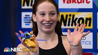 Teenager OCallaghan MAKES HISTORY with first ever 100200 free double at Worlds  NBC Sports [upl. by Ennayk]