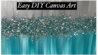 Bling Canvas Painting with Crushed Glass and Glitter  Turquoise  Teal  DIY [upl. by Anih126]