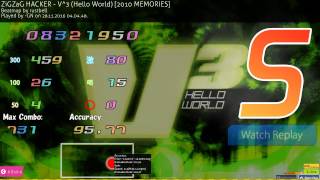 osu  ZiGZaG HACKER  V3 Hello World 2010 MEMORIES nomod FC 1 [upl. by Aztiray]