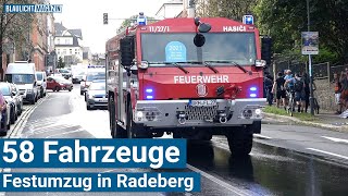 58 Fahrzeuge Festumzug 150 Jahre Feuerwehr Radeberg [upl. by Mauretta775]