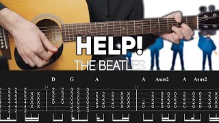 The Beatles  Help Guitar lesson with TAB [upl. by Lalat]