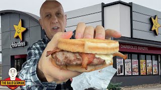 German tries Hardees Frisco Burger and Hot Ham N Cheese Sandwich [upl. by Amliv123]