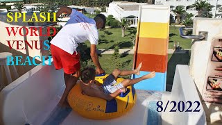 Splash World Venus Beach Magic Hotels Hammamet Tunisia 82022 All 9 big water slides [upl. by Willet110]