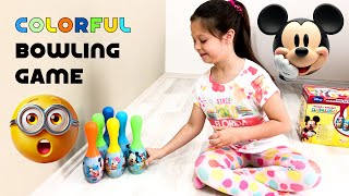 COLORFUL BOWLING GAME amp LEARNING COLORS  BOWLING TOY UNBOXING  Super Simple Songs [upl. by Allenrad405]