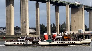 Paddle Steamer  Steam Ship Waverley on the River Thames  Dartford QE2 Bridge [upl. by Kelli331]