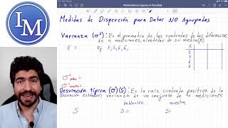 Estadística 65  Medidas de Dispersión Varianza Desviación Típica y Media para Datos No Agrupados [upl. by Razid]