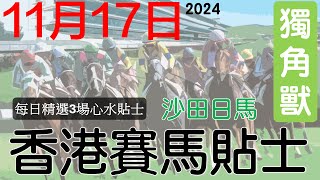 賽馬貼士 11月17日 沙田日馬免費賽馬貼士赛马贴士獨角獸香港賽馬貼士頻道賽馬投資賽馬貼士 [upl. by Nosnek453]