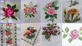 Floral cross stitch Hand embroidery thick cotton  Beautifull Hand cross stitch [upl. by Odlabso]