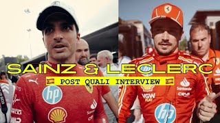 Ferrari’s Sainz amp Leclerc Post F1 Qualifying Interview In Spain [upl. by Ardnuassak105]