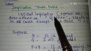 Implication Truth table  discrete mathematics [upl. by Etsirhc]