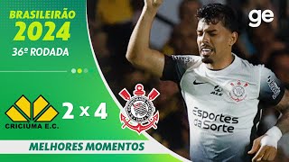 CRICIÚMA 2 X 4 CORINTHIANS  MELHORES MOMENTOS  36ª RODADA BRASILEIRÃO 2024  geglobo [upl. by Inafetse892]