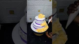 2tier vanila new step cake Design trending shortvideo ytshorts shortvideo cake [upl. by Eneladgam45]