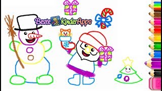 Weihnachtsfiguren zeichnen lernen Schritt für Schritt 🎅 🎁 Beste Kinder Apps [upl. by Gratianna]