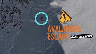 Avalanche escape w Maël Ollivier [upl. by Idnod]