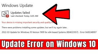 Windows 10 Update Failed  Fix Any Windows Update Error on Windows 10 [upl. by Initirb]