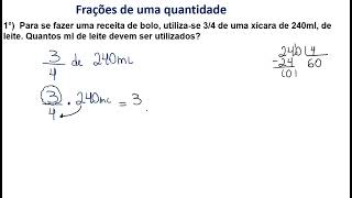 1Â° Para se fazer uma receita de bolo utilizase 34 de uma xÃ­cara de 240ml de leite Quantos ml [upl. by Hertzog]