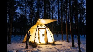 Winter Camping with Hot Tent 2 Days one in the Forest [upl. by Philippe342]