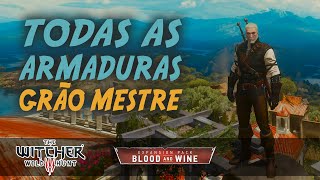 The Witcher 3 Blood and Wine ► Todos os Set GrãoMestre Mantícora Felino Urso Grifo e Lobo [upl. by Ynohtona]