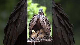 Mother Pigeon Sheltering Her Chicks from the Rain mother birds pigeon [upl. by Eceeryt968]