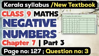 class 9 maths chapter 7 negative numbers page 127 question 3 kerala syllabus scert part 3 [upl. by Mainis]