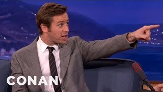 Armie Hammer Made A Real Impression In quotThe Social Networkquot  CONAN on TBS [upl. by Nioe]