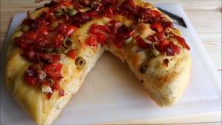 FOCACCIA CONTORTA CON POMODORO OLIVE E SPECK [upl. by Bil]