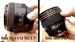 Canon L lens challenge 85mm f12 L vs 85mm f18 [upl. by Notsob]