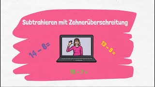 Einführung Subtrahieren mit Zehnerüberschreitung Klasse 1 [upl. by Tanah]