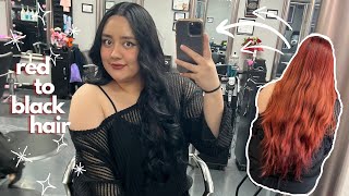 going back to black hair 🖤 🫢  red to black hair dye easy [upl. by Desdee]