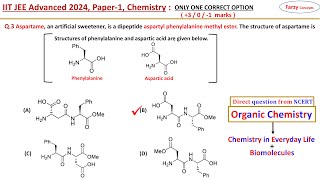 𝐐𝟑 Aspartame an artificial sweetener is a dipeptide aspartyl phenylalanine methyl ester The str [upl. by Orsino266]