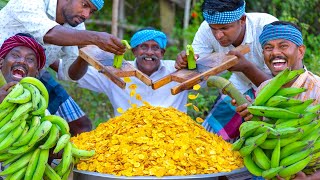 BANANA CHIPS  Kerala Special Nendran Raw Banana Chips  Street Food Snack Recipe cooking in Village [upl. by Amie239]